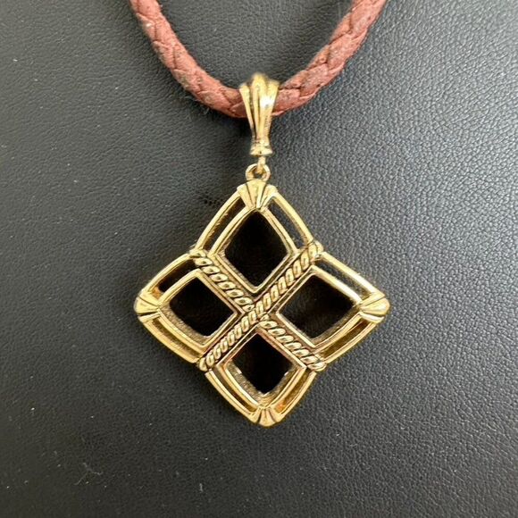 2 Designer Gold Tone Statement Long Pendant Necklaces - Picture 5 of 8